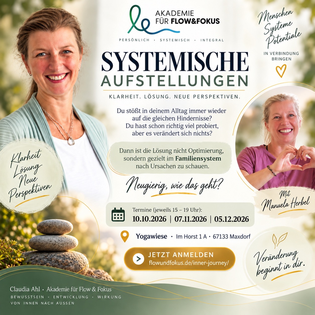Inner Journey – Systemische Aufstellungen – 10.10.2026 | 07.11.2026 | 05.12.2026 – Yogawiese Maxdorf